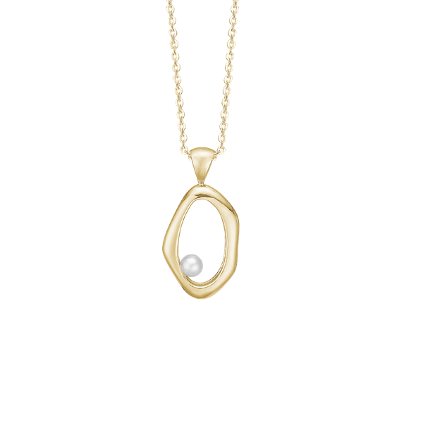 Halskæde m/ferskvandsperle, 20x17mm, 46c, fra aagaard