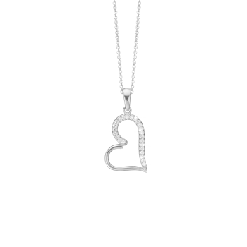 Halskæde med hjerte m/cz, sølv, fra aagaard