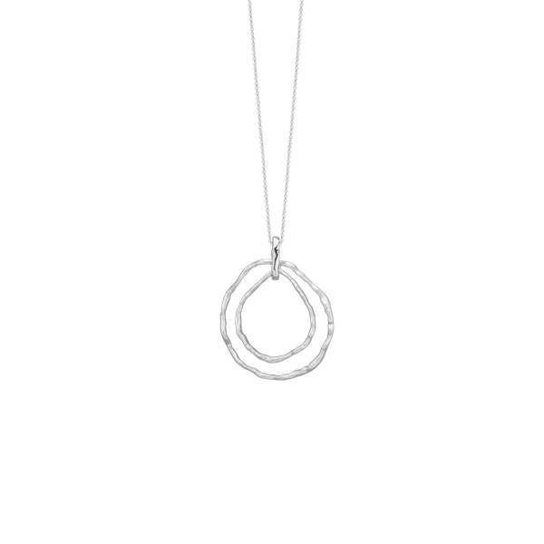 Halskæde, to cirkler, sølv, fra aagaard