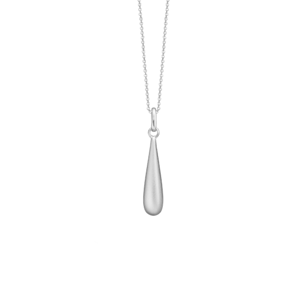 Halskæde, drop sandblast, sølv 45cm, fra aagaard