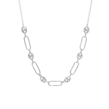 Halskæde led/bønne, 42+3cm, sølv, fra aagaard