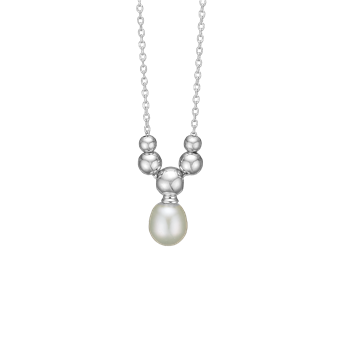 Halskæde ferskvandsperle, 45cm, sølv, fra aagaard