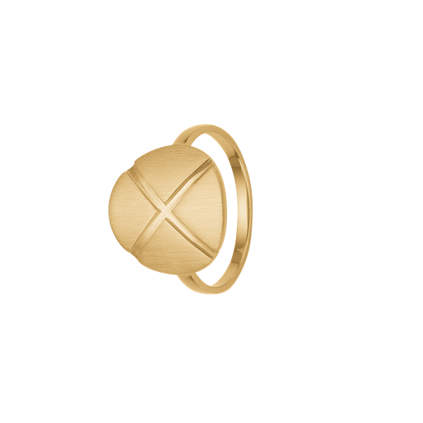 Ring, plade m/kryds, forg sølv, fra aagaard