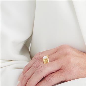 Ring, perlemor, forg sølv, fra aagaard