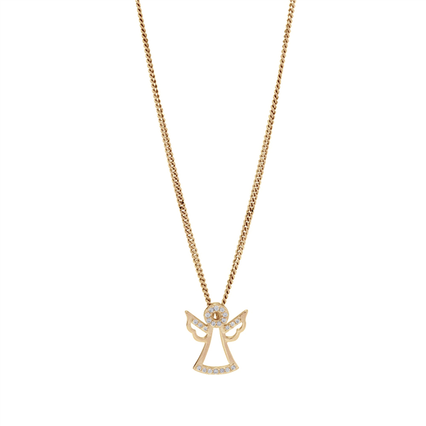 Forgyldt sølvvedhæng Engel m/kæde, fra Siersbøl