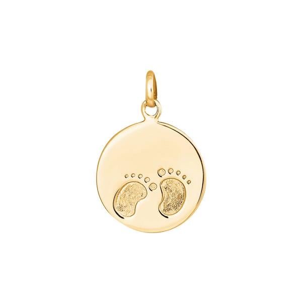 8kt. guldvedhæng rund plade m/fødder, fra Siersbøl