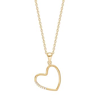 8kt. guld hjertevedhæng m. cz inkl. forg. kæde, fra Siersbøl