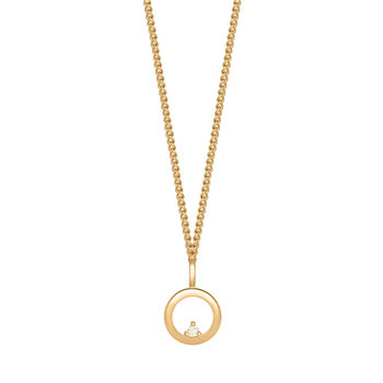 14kt. cirkel vedhæng m/ 0,02ct w/si incl. fg.kæde, fra Siersbøl