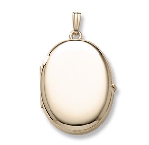 Medaljon m. 14kt. påvalset guld. Inkl. kæde, fra Siersbøl