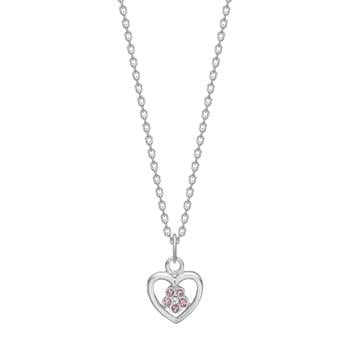 Rhodineret sølvvedhæng hjerte m/ zirkonia, fra Noa Kids
