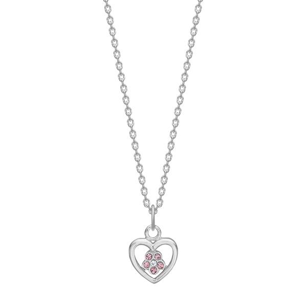 Rhodineret sølvvedhæng hjerte m/ zirkonia, fra Noa Kids