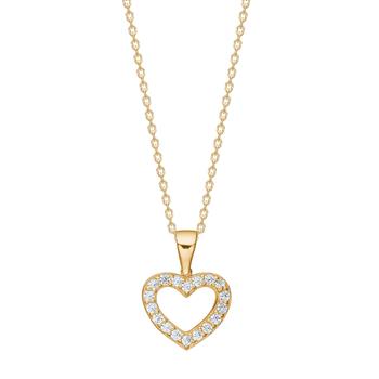 8kt. guldvedhæng hjerte  m/cz inkl. forg. kæde, fra Siersbøl