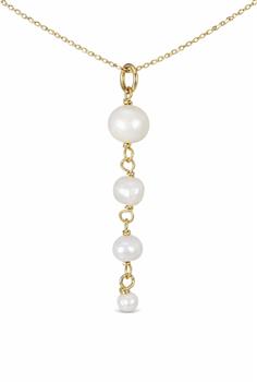 Y-Kæde sølv forgyldt med ferksvandsperler, fra L&G