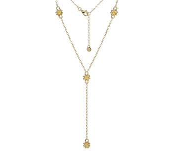 Y-Kæde sølv forgyldt blomster, fra L&G