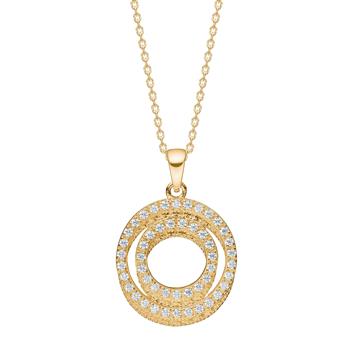 8kt. guldvedhæng cirkel m/cz inkl. forg. kæde, fra Siersbøl