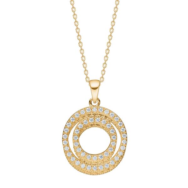 8kt. guldvedhæng cirkel m/cz inkl. forg. kæde, fra Siersbøl