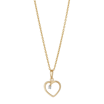 14kt. guldhjerte m/dia. 0.005ct W/SI inkl. forg. k, fra Siersbøl