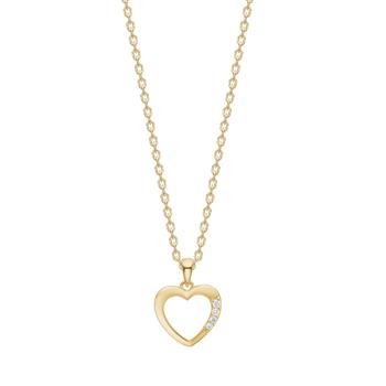 14kt. guldvedhæng hjerte m.0,018ct W/SI inkl. forg. kæde, fra Siersbøl