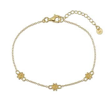 Armbånd sølv forgyldt blomster, fra L&G