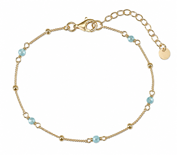 Armbånd sølv forgyldt grøn aqua marine, fra L&G