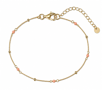 Armbånd sølv forgyldt grøn bamboo coral, fra L&G