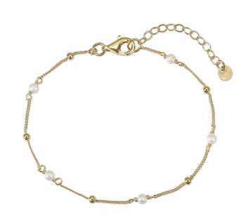 Armbånd sølv forgyldt med ferskvandsperler, fra L&G