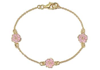 Armb. sølv forgyldt blomst rosa, fra L&G