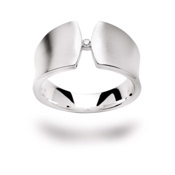 Sterling sølv Ring mat, brillant 0,04ct W-SI