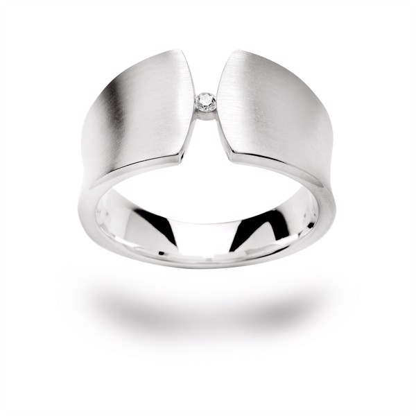 Sterling sølv Ring mat, brillant 0,04ct W-SI