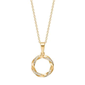 8kt. guldvedhæng cirkel  m. cz inkl forg sølvkæde , fra Siersbøl