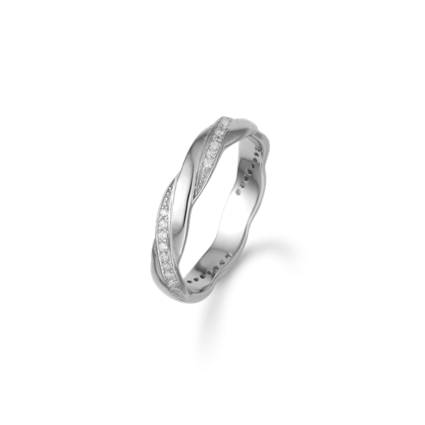 Rhod. sølv ring m/sy.zirconia, fra aagaard