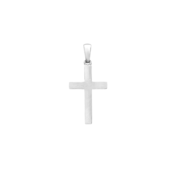 Rhod. sølv kors 13 x 19,5 mm, fra aagaard