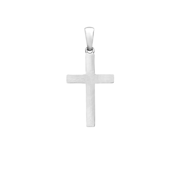 Rhod. sølv kors 16 x 24,5 mm, fra aagaard