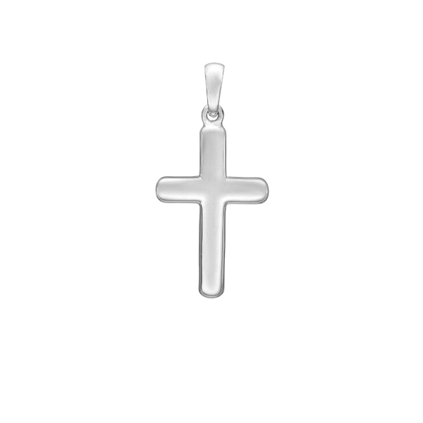 Rhod. sølv kors 14 x 21,5 mm, fra aagaard