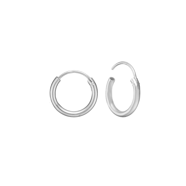 Rhod. sølv creol 14mm, tråd 2 mm m/vippe, fra aagaard