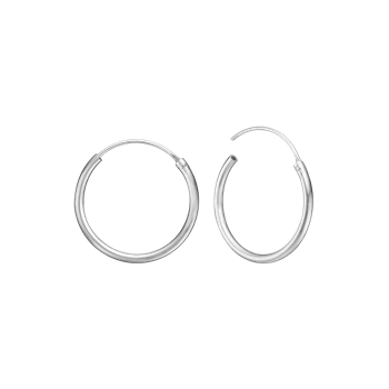 Rhod. sølv creol 19mm, tråd 1,5 mm m/vip, fra aagaard