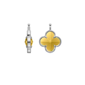 Glas facet kløver m/rh sølv, fra Heinzendorff