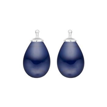 Bøhmisk kvartsglas dråbe farve84 m/rh sølv - par, fra Heinzendorff