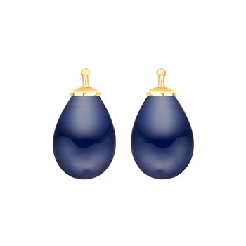 Bøhmisk kvartsglas dråbe farve84 m/fg sølv - par, fra Heinzendorff