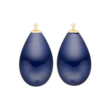 Bøhmisk kvartsglas dråbe farve84 m/fg sølv - par, fra Heinzendorff