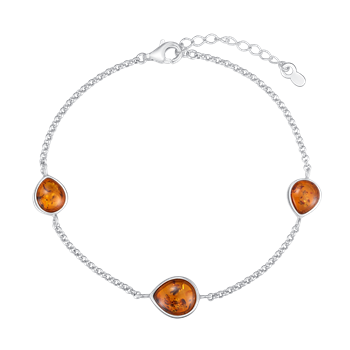 Sølv armbånd med rav, fra Støvring Design