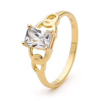 Ring med zirkonia, fra Bee