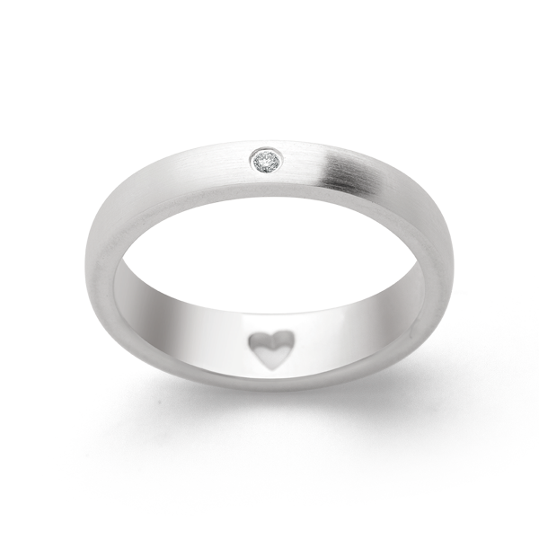Sterling sølv Ring, mat rhodineret., brillant 0,02ct W-SI