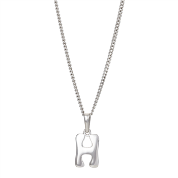 Rhod. sølvbogstav H 12mm inkl. kæde , fra Siersbøl