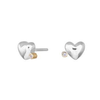 SHAPE Sølv rhod. Hjerte ørestik 14kt+0.03ct W/SI, fra Siersbøl Shape
