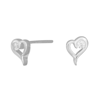 Rhd. sølv øreringe hjerte m/ cz, fra Siersbøl