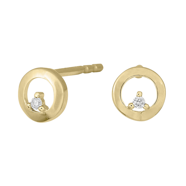 14kt. cirkel ørestik m/ 0,02 ct w/si, fra Siersbøl