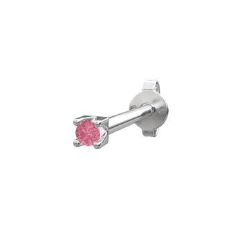 Rhod. sølvørestik m/pink topaz farve cz PIERCE52 1, fra Nordahl