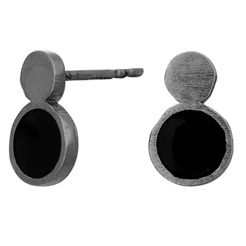 Ox. sølv øreringe BLACK52 11mm , fra Nordahl