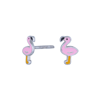 Rhod. sølvørestikker flamingo m/emalje, fra Noa Kids